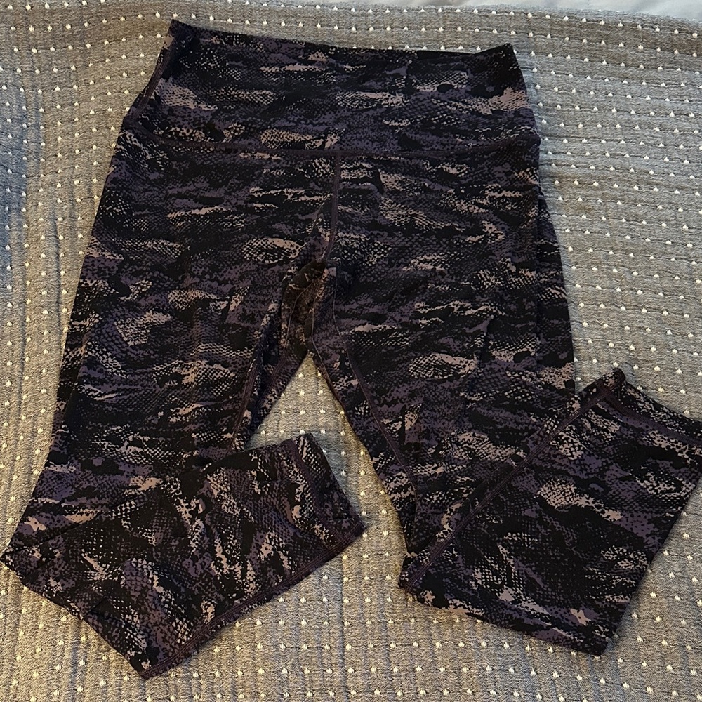 Lululemon Align Pants II, 25", Size 10, Color:  Rip Wave Purple Thunder Black